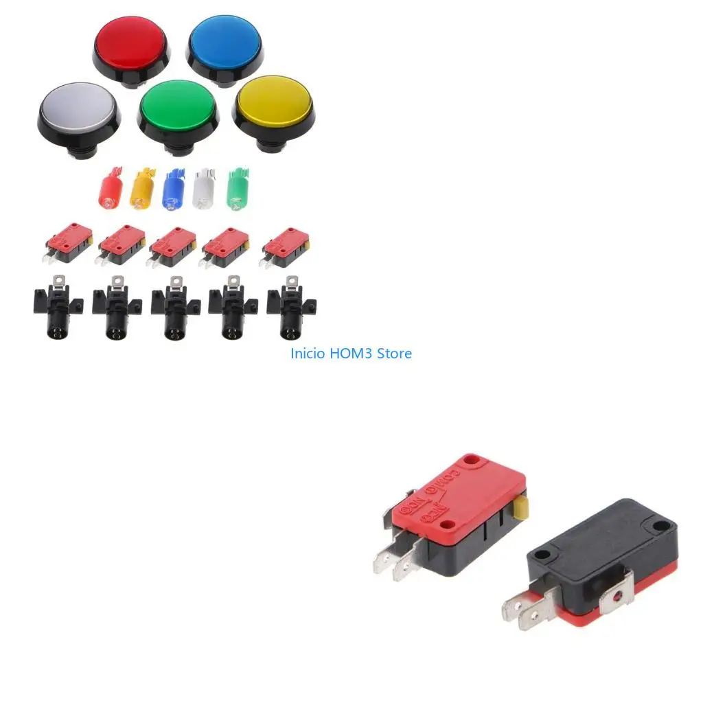 A5YD 5 Pcs/Set 5 Colors 60mm Round Push Button Switch For Game Player Arcade Joystick