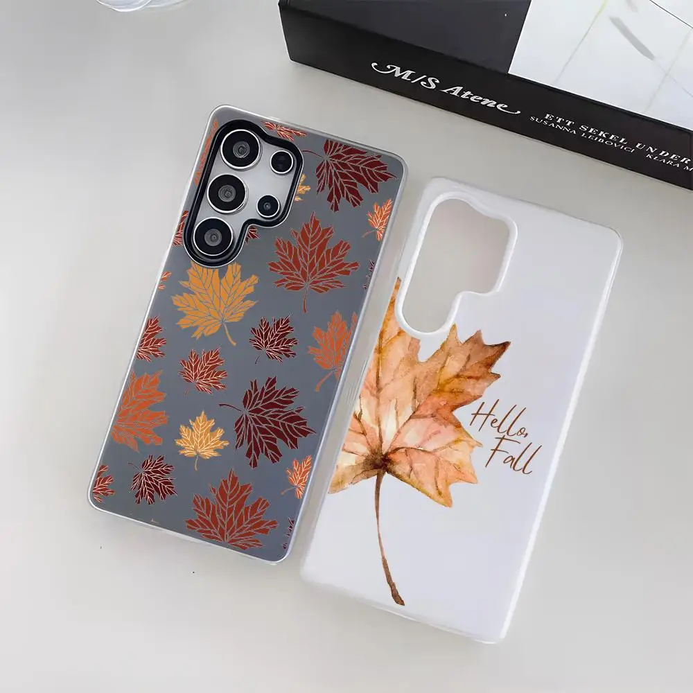 Autumn Maple leaf Phone Case For Samsung Galaxy S25 S24 S22 S23 Ultra S21 S20 Plus Frosted  Jelly Shockproof Soft Cover
