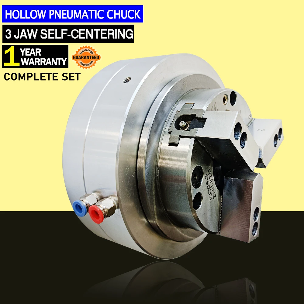 

5 inch Hollow Pneumatic Lathe Chuck, 3 Jaw, Front Type, Four-Axis Chuck,Rotatable Machine Tool, Lathe Fixture