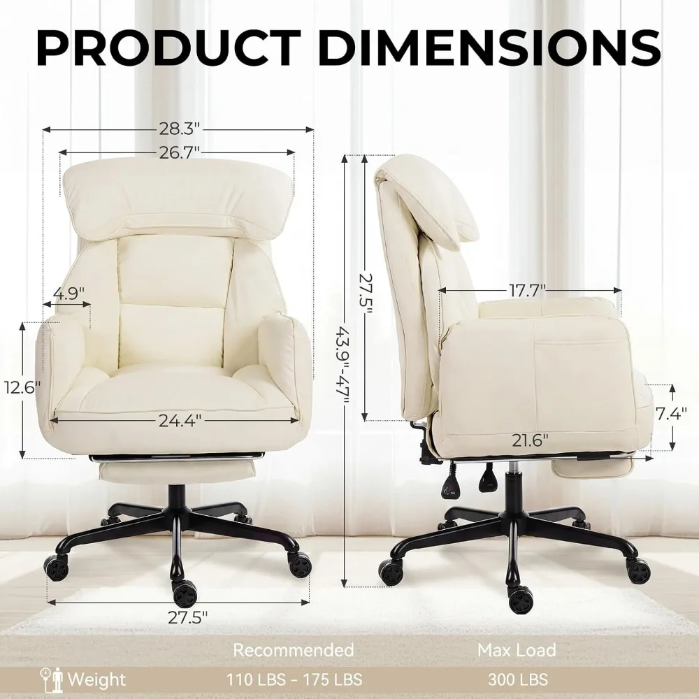 Pivoting Armrest Cross Legged Chair with Pocket Spring, Reclining Gaming Chair with Footrest and Metal Base (Cream)