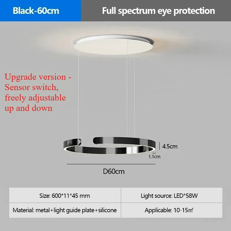 KFKF Moderne Salon Design Ring Decke Kronleuchter Augenschutz LED Lampe Schlafzimmer Esszimmer Studie Anhänger Beleuchtung Leuchte 3
