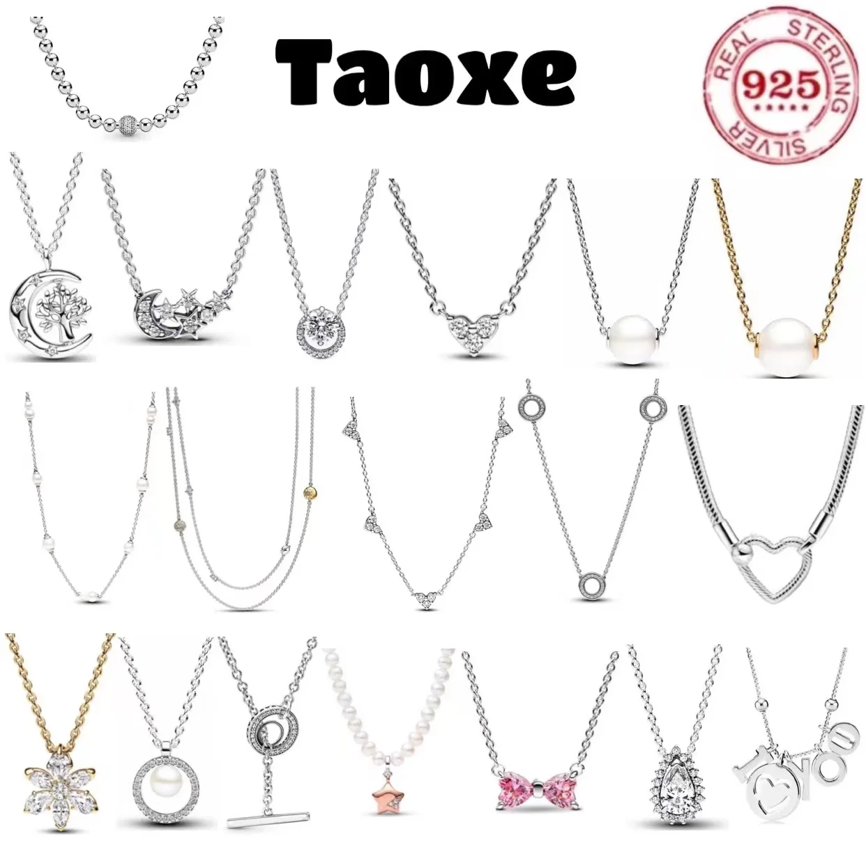 

Luxury Charm 925% Pure Silver Love Water Drop Snowflake Star Moon Zircon Charm Necklace Women's Wedding Jewelry Accessories Gift