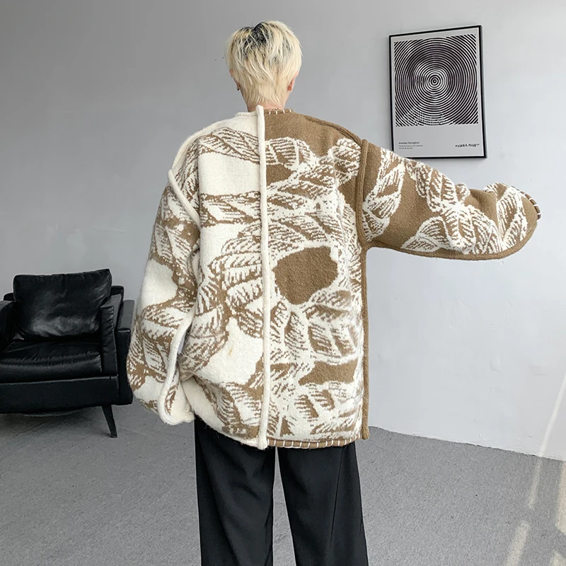 Mannen Gedrukt Trui Jas Top kwaliteit V-hals Gebreid Vest Herfst Chic Elegante Trui High Street Hip Hop Oversized JJ507