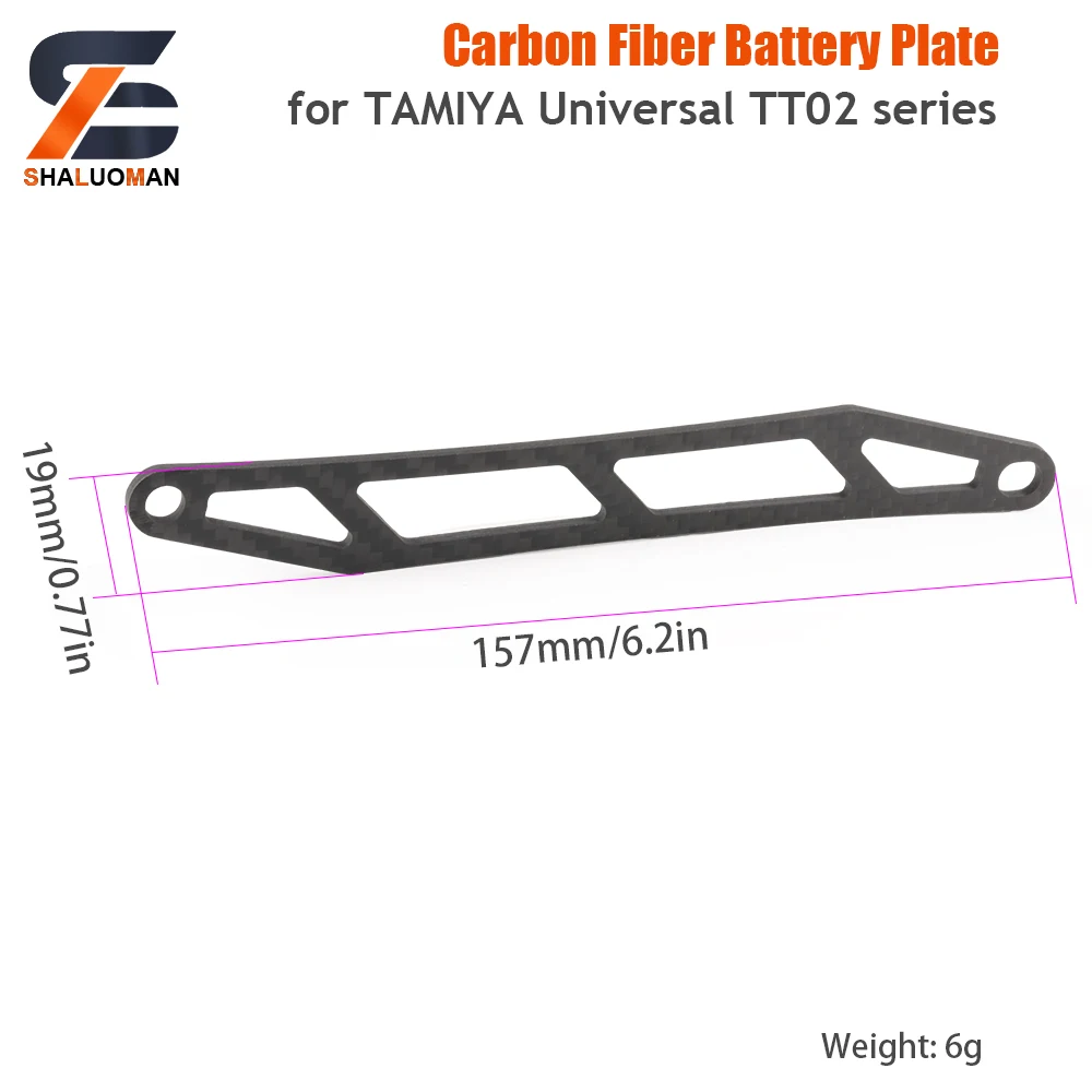 Placa de choque de fibra de carbono, placa de batería, placa de esponja para coche teledirigido 1/10 Tamiya TT02 TYPE-SR TT-02D TYPE-S TT-02 TYPE-S,