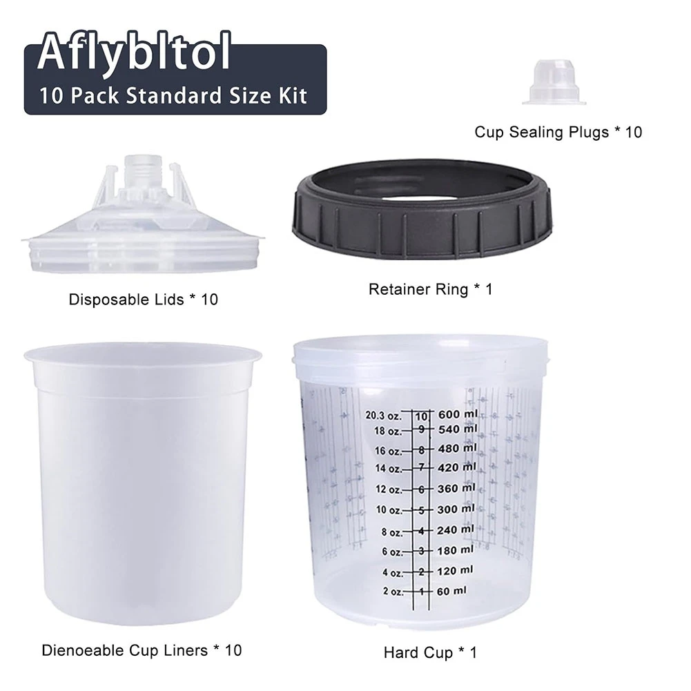 WCS-1Set Sprayer Paint Tank Spraying Mixing Cup 600Ml Disposable Measuring Cup Type H/O Quick Cup