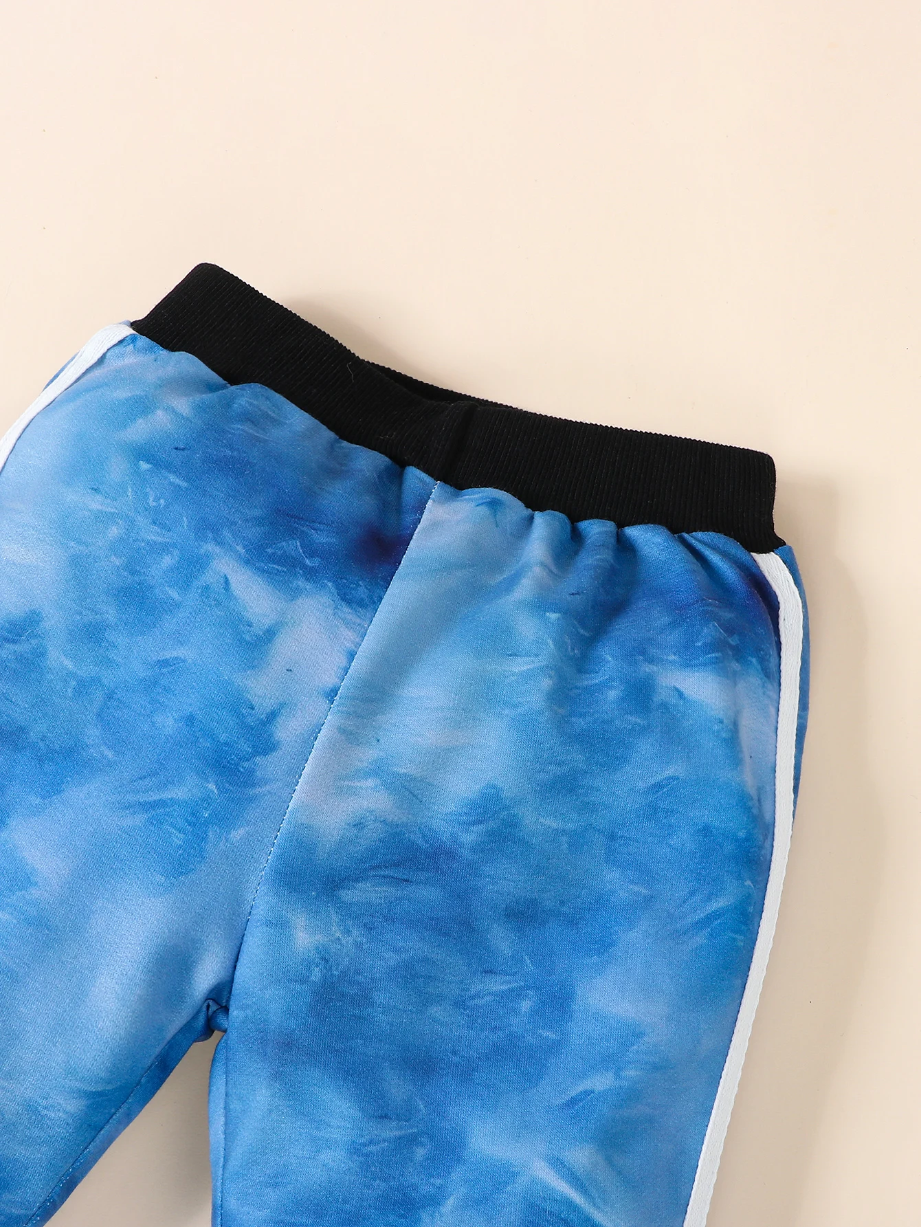 طقم بلوفر مكون من قطعتين للربيع والخريف للأطفال الأولاد كاجوال مصبوغ بغطاء للرأس وأكمام طويلة وسروال مصبوغ بربطة عنق #6