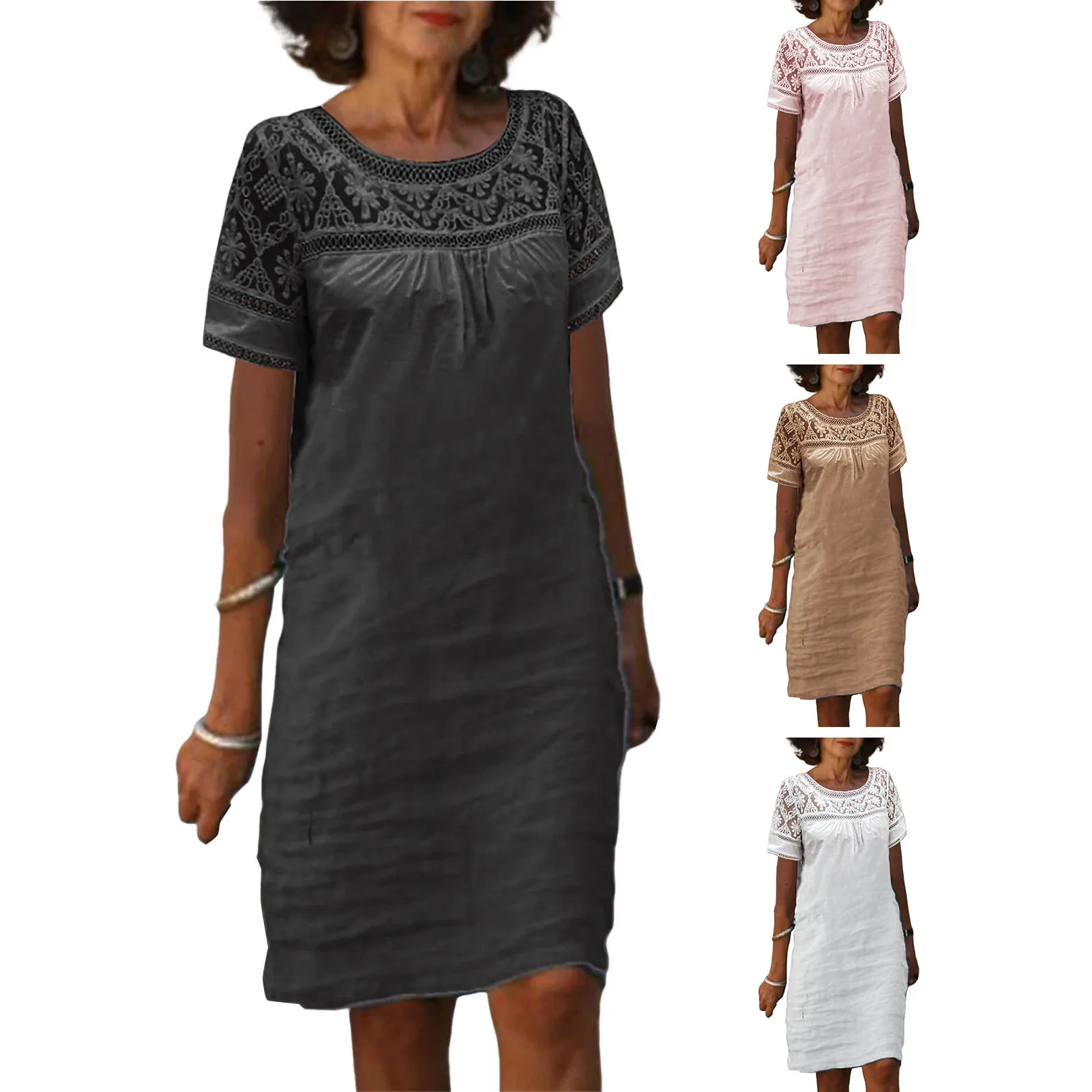 2025 feminino solto suumer vintage rendas retalhos vestido primavera grande sexy verão boho casual festa vestidos elegantes