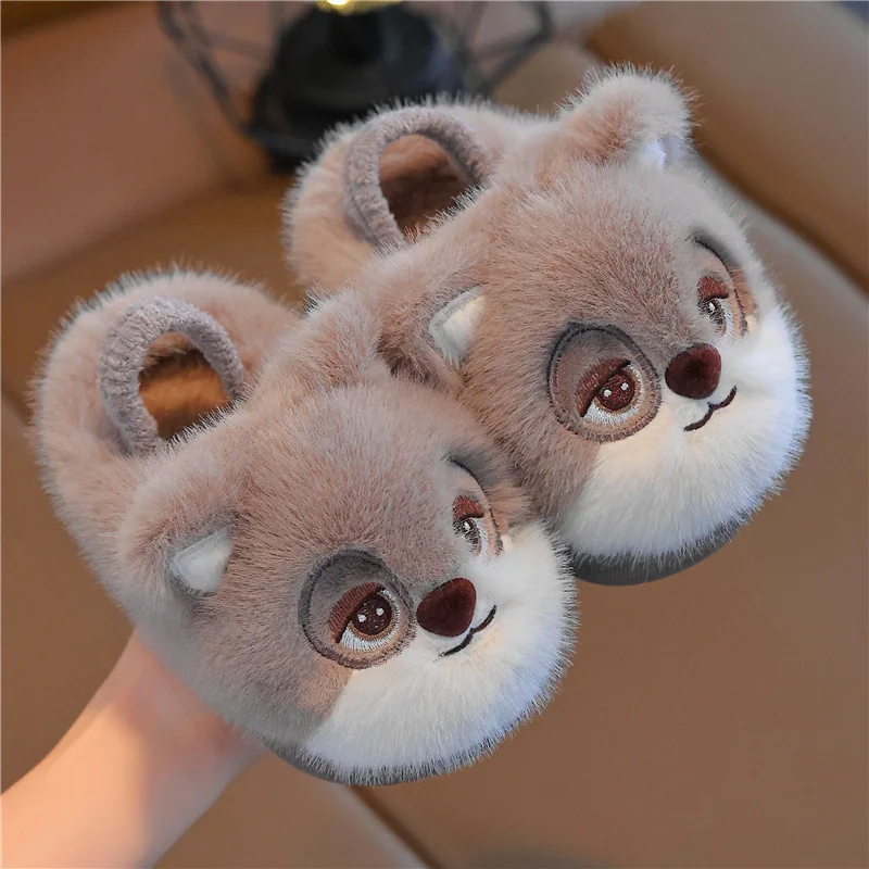 2026 New Children's Winter Cotton Slippers New Boys Girls Cartoon House Slippers Non Slip Comfortable Soft Sole Plush Slippers