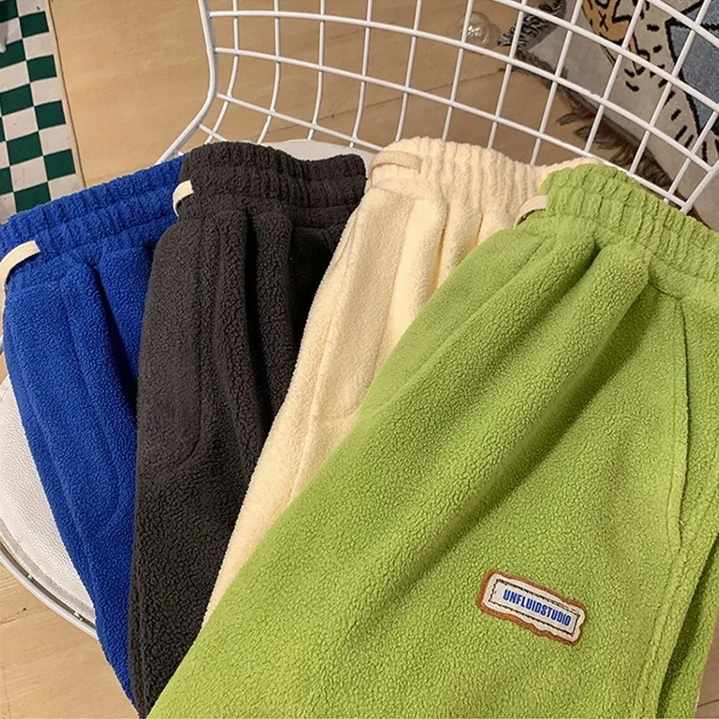 Lamb Wool Sweatpants Women Velvet Leggings Winter Casual Harem Pants Thick Fleece Warm Joggers Streetwear Baggy Sports Trousers