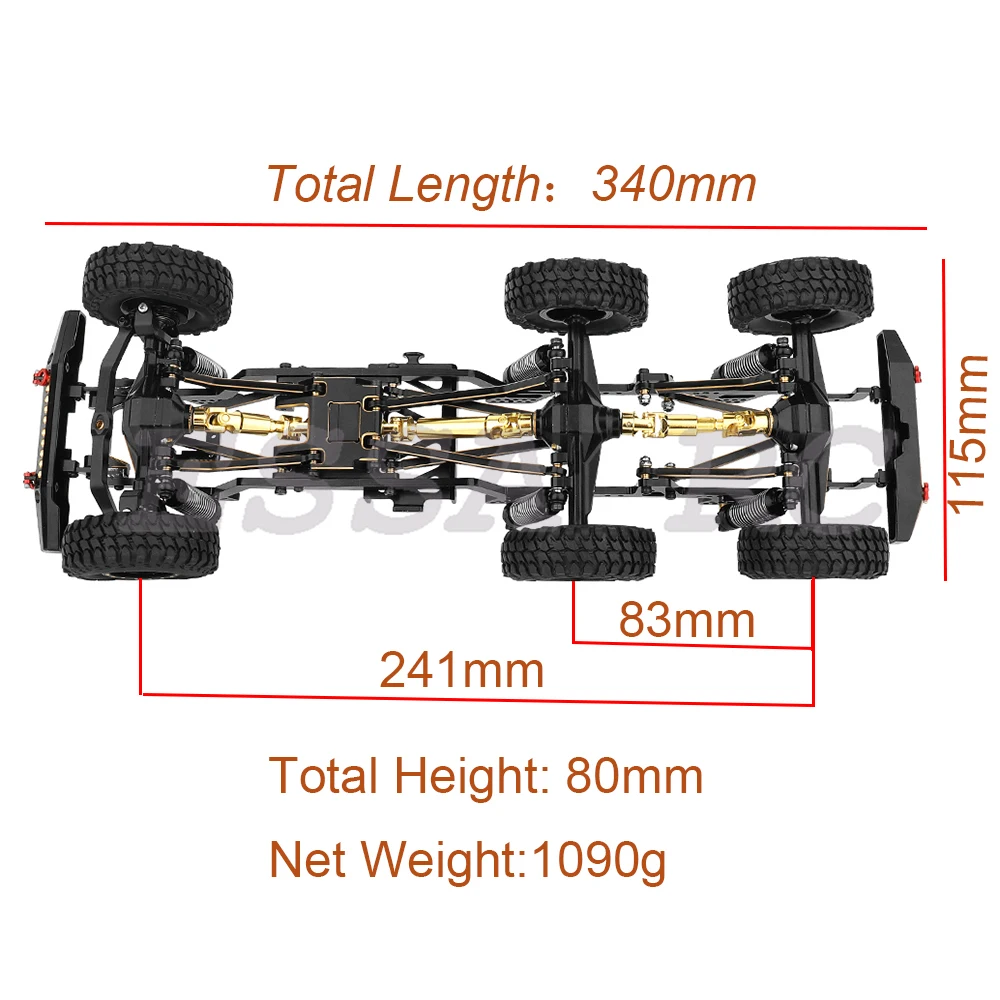 TRX4-M Mosiądz i metalowa rama podwozia samochodu RC 6x6 z przednimi środkowymi tylnymi osiami Skrzynia biegów DIY dla TRX4M 1/18 RC Crawler Części