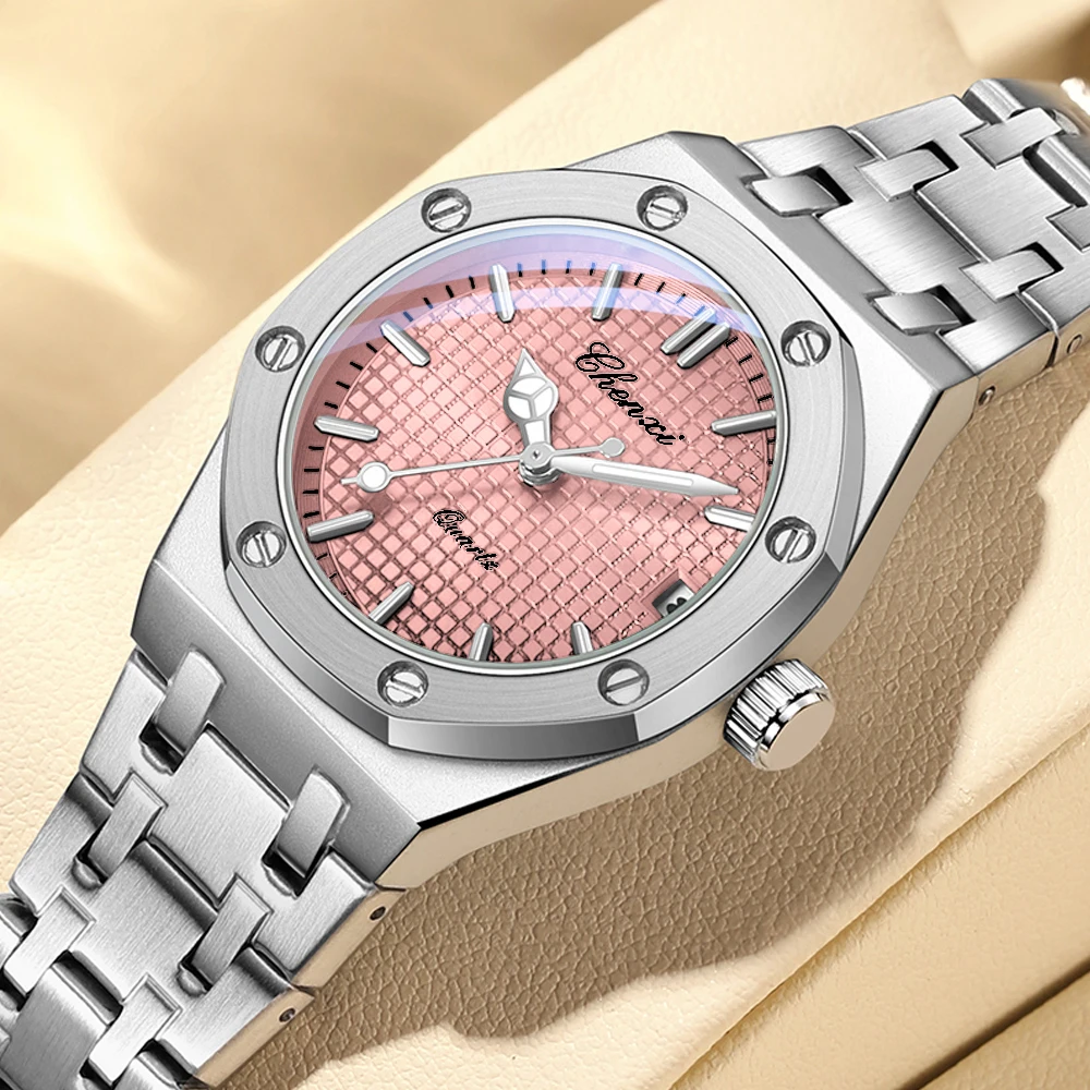 CHENXI New Women Watches Top Brand Luxury Bracelet Quartz Watch Waterproof Luminous Date Stainless Steel Wristwatch Ladies Gift