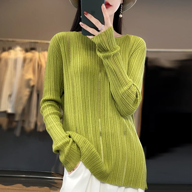 Spring and Summer Cashmere Sweater Women\'s Hollow out thin cashmere sweater Casual Knitted  Women\'s Undercoat Fashion