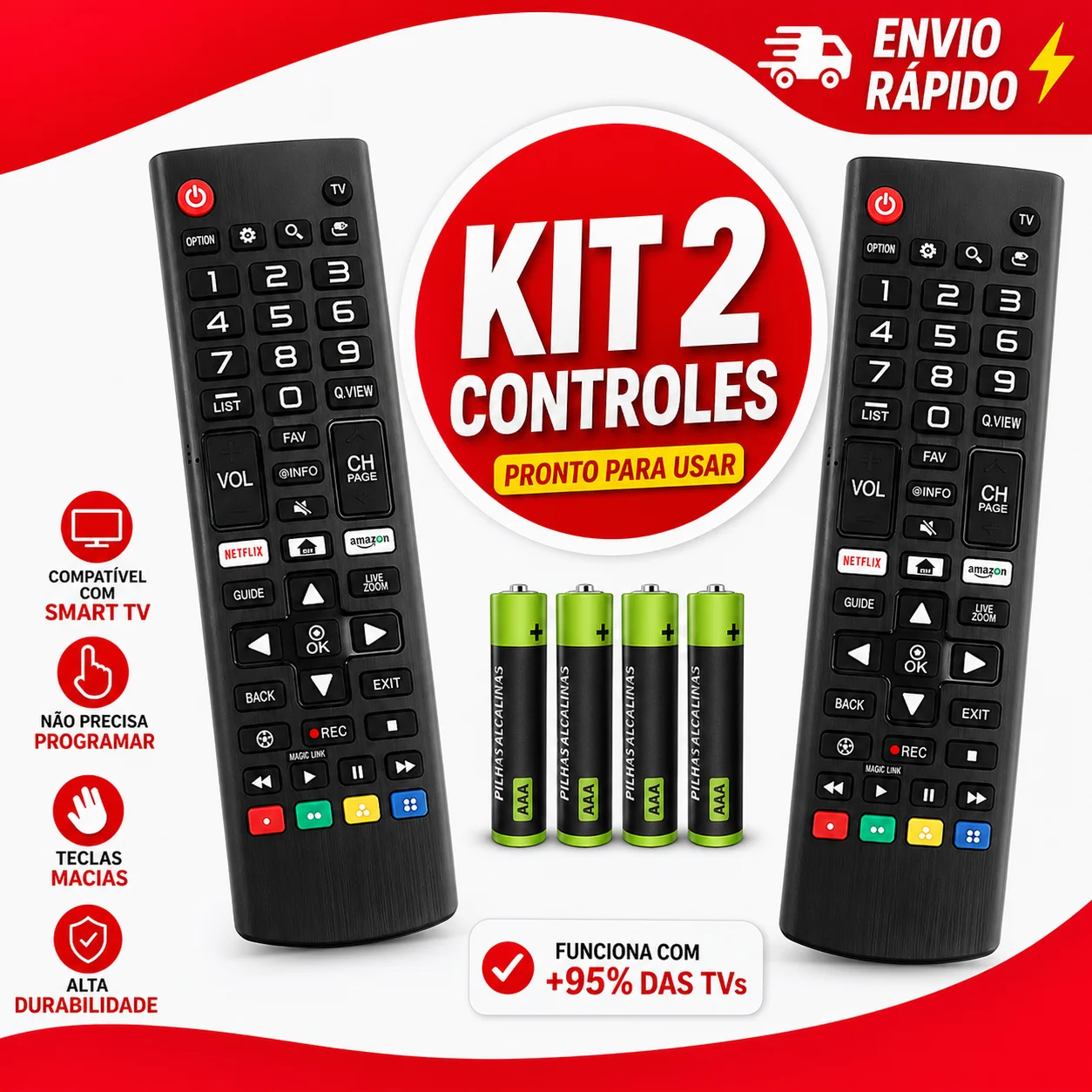 Controle Universal para Smart TV 4K LED LCD, Substituição Perfeita para Vários Modelos, Configuração Automática