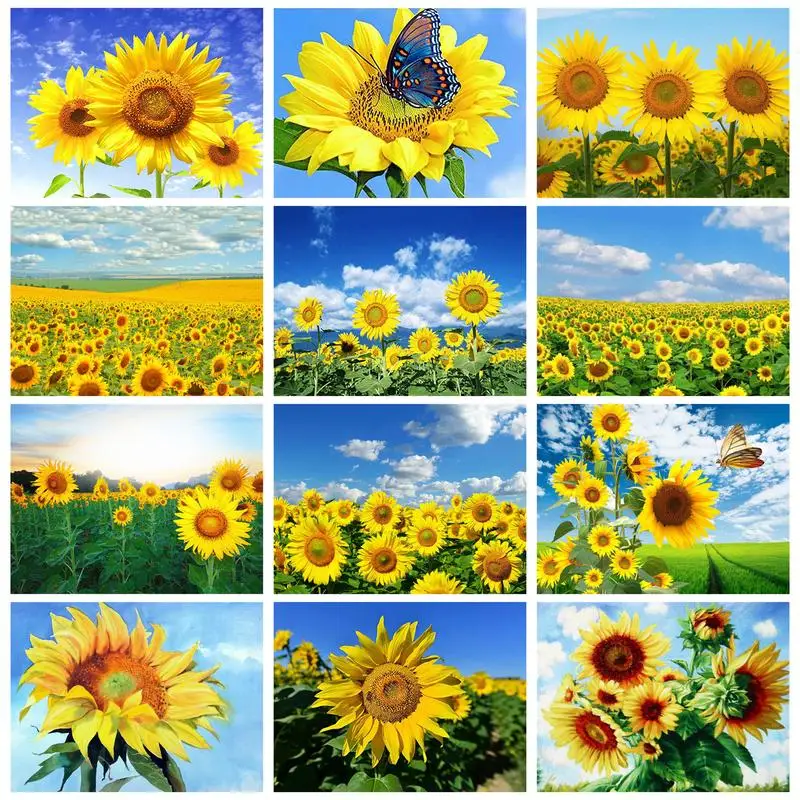 RUOPOTY Full Round Diamond Embroidery For Adults Diamond Painting Kits Sunflowers Cross Stitch Home Decor Diamond Mosaic