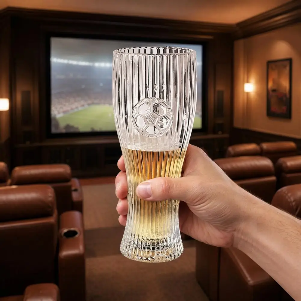 Caneca de Cerveja Transparente em Formato de Bola de Futebol, Copo de Cerveja Clássico Alto de 300ml e 450ml para Cervejas Artesanais IPA e Pilsner para Uso Doméstico