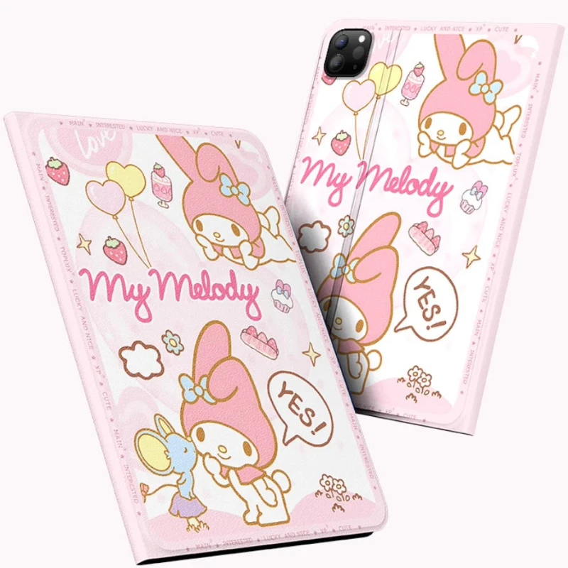 

MINISO My Melody для iPad Чехол для iPad 8 9 10 A16 11 дюймов Складной защитный чехол Air 3 4 5 10,9 дюйма M2 M3 Pro 4 5 6 12,9 дюйма M4 Чехол для планшета