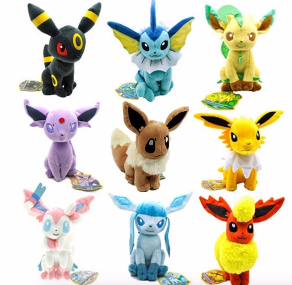 

9pcs/set Pokemon Glaceon Sylveon Leafe Plush Toys Dolls Soft Stuffed Animals Anime Figure Kids toys for children Birthday Gift