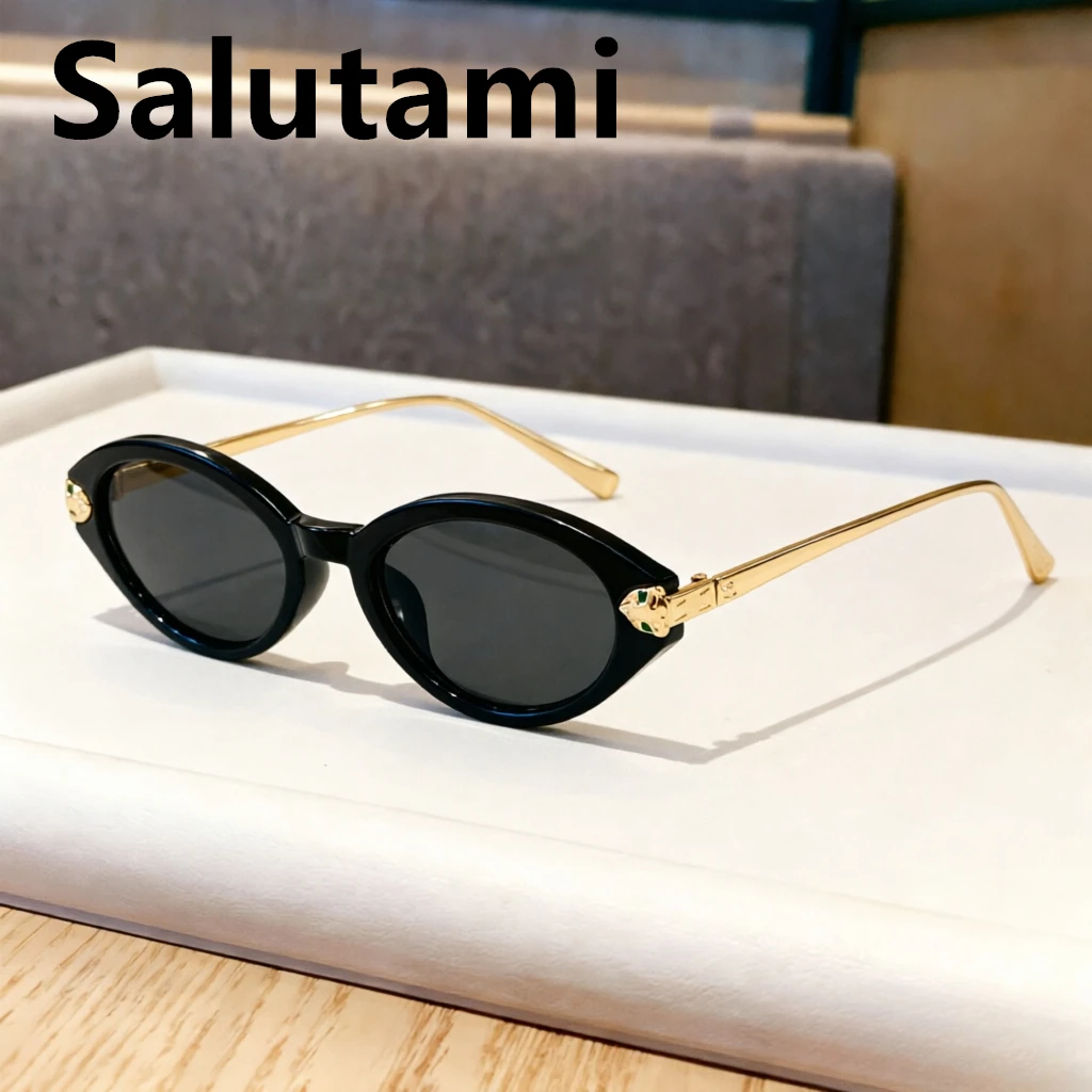 Ins Hot Small Oval Leopard Leg Brand Sunglasses for Women Men Vintage Fashion Alloy Gradient Sun Glasses Ladies Driving Eyewear