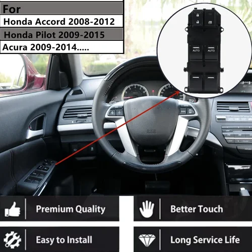 Imagen 2 del producto Interruptor de botón de ventanilla eléctrica LHD para Honda Accord 8 VIII Pilot 2011-2015 Accord EX EX-L 2008-2012 Acura TL 2009-2014 35750-SZA-A31