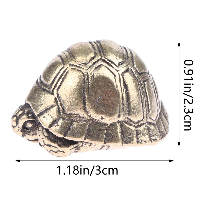 Cute Heavy Ball Shape Turtle Miniatures Figurines Antique Metal Brass Animal Tortoise Small Statue Home Table Tea Pet Ornament