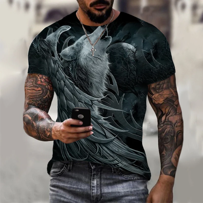 3D printe Animal Wolf face man \'s T- Tshirt New loose lion casual majestic summer fashion shirt Harajuku oversized t shirt