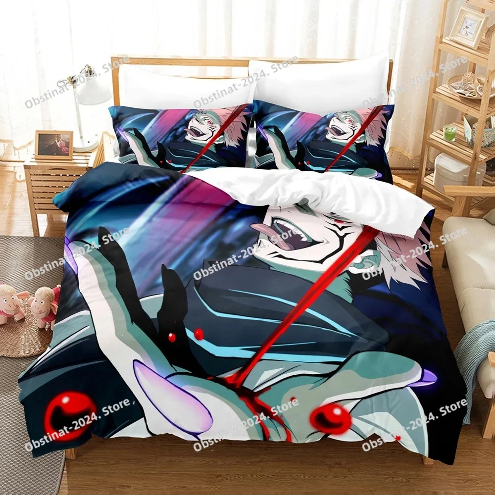 

Jujutsu Kaisen Bedding Set Yuji Itadori Gojo Satoru Printed Duvet Cover Sheet Pillowcase Soft Quilt Cover Full Queen King Size
