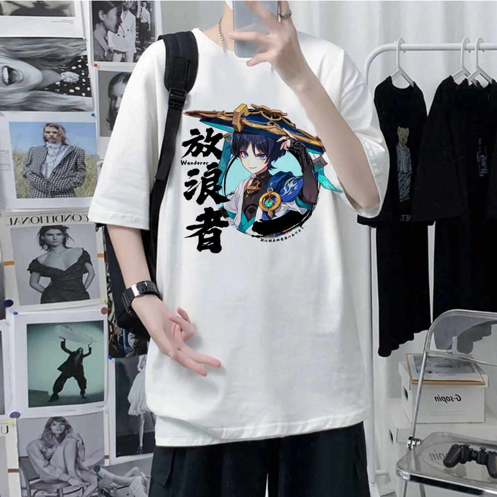 Genshin Impact Anime Kunikuzushi Print t Shirt Men Vintage Short Sleeve Harajuku Graphic Scaramouche Unisex Tshirt Male men 1