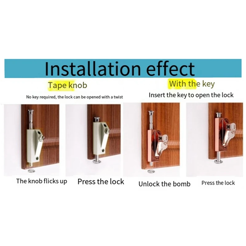 Revolving Door Latch Door Frame Door Lock Double Door Spring Latch Anti-Theft Interlocking Home Hardware Decoration