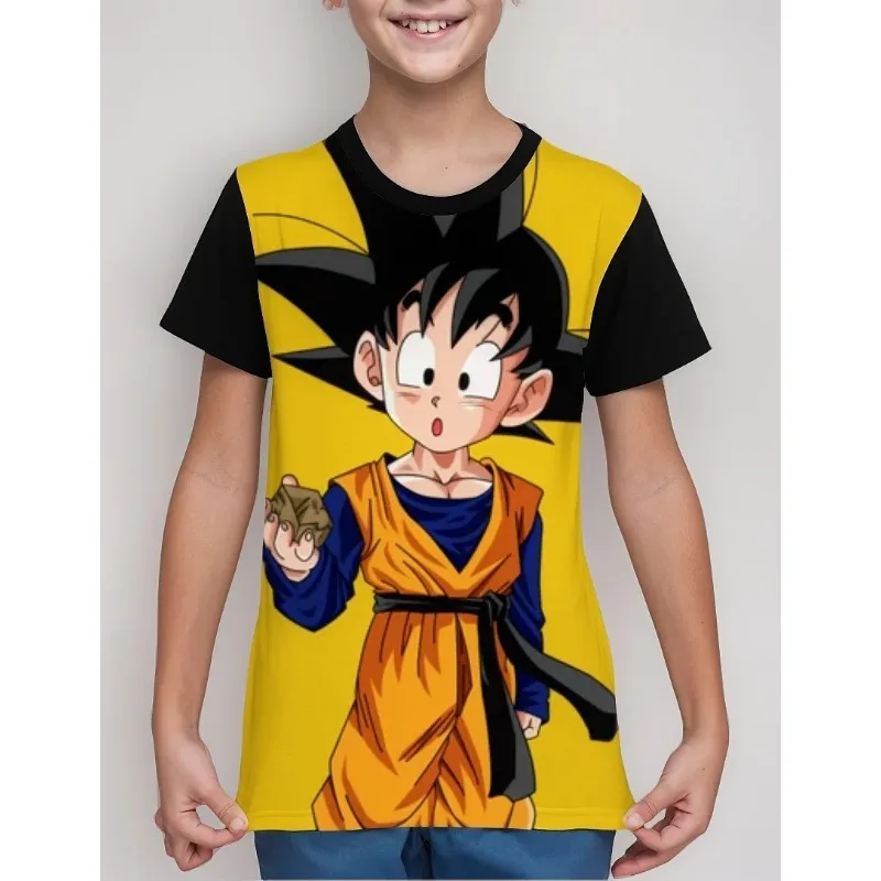 

Летняя футболка 2026 года с 3D-принтом Dragon Ball, молодежная футболка с круглым вырезом и принтом, для косплея, аниме