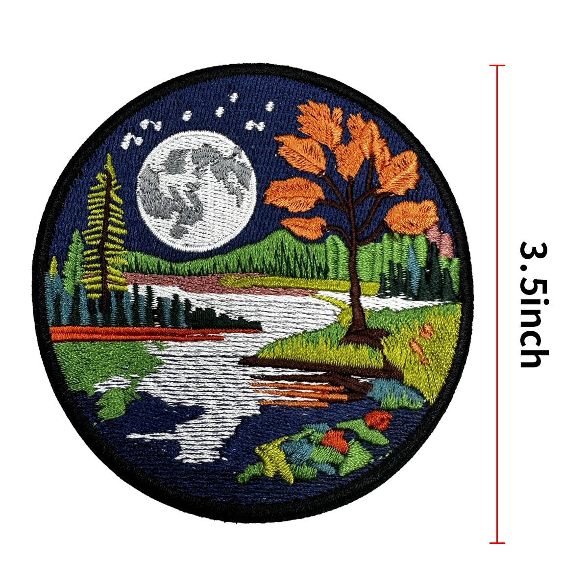 Moonlight Midnight Patches for Clothes Beauty River Maple Tree Landscape Painting Ideas Embroidery Patches Cartoon DIY