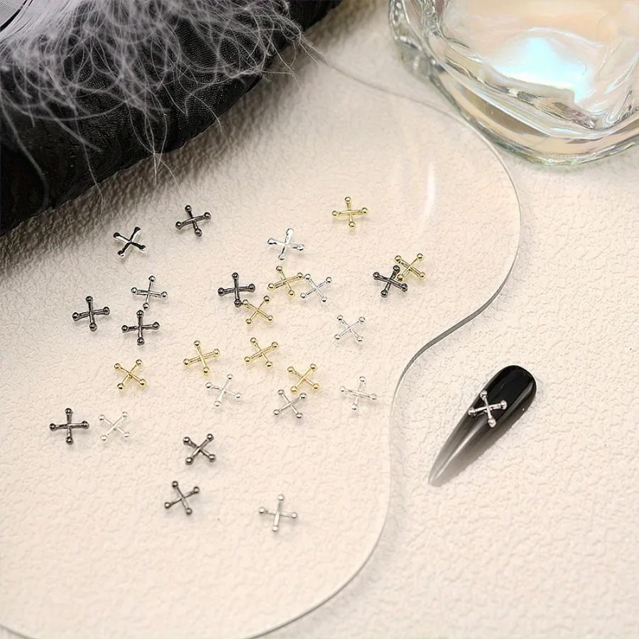 크로스 네일 쥬얼리, 빈티지 할로윈 펑크 네일 아트 액세서리, 네일 아트 장식, 10 개