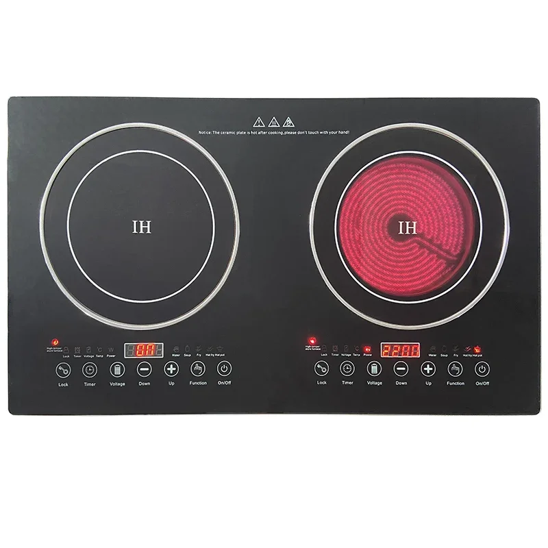 Touch Black Glass Crystal Board Embedded 2 in 1 Induction Cooker and Infrared Cooker