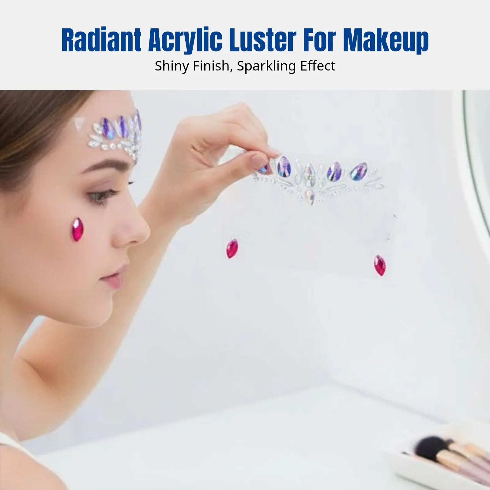 Crystal Gem Face Sticker, Acrylic Decal, Costume Event, EDM Party, Random Selection