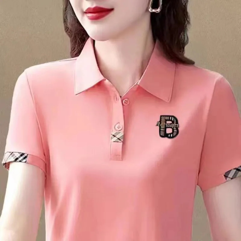 Polo Dress Women 2024  Polo Mujer Short Sleeve T-Shirt Women's Loose Women's Top Women's Polo Dress Women