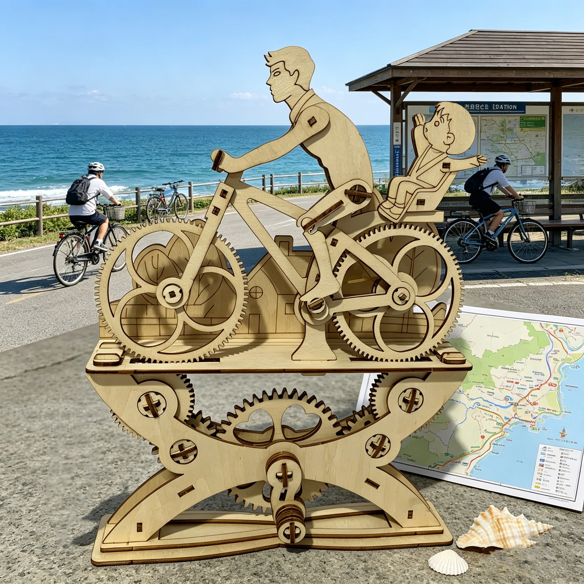 Cycling Gear Gifts - Puzzle Kayu 3D Sepeda Mekanik Ayah