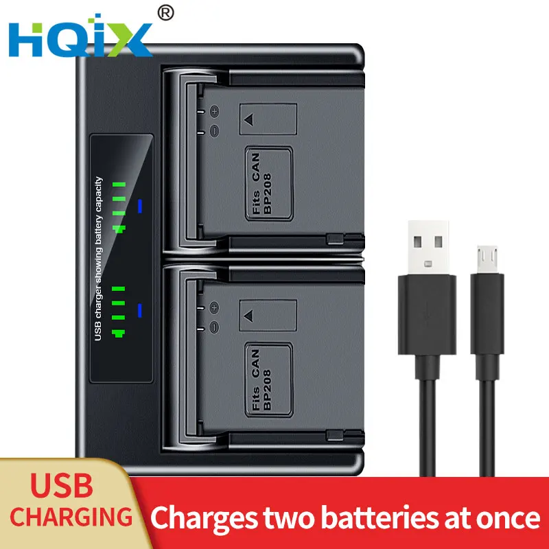 HQIX for Canon MVX1Si MVX430 MVX460 FVM300 Elura 100 IXY DVS1 IVIS DC200 DC22 OpturaS1 Camera BP-208 Battery Dual Charger