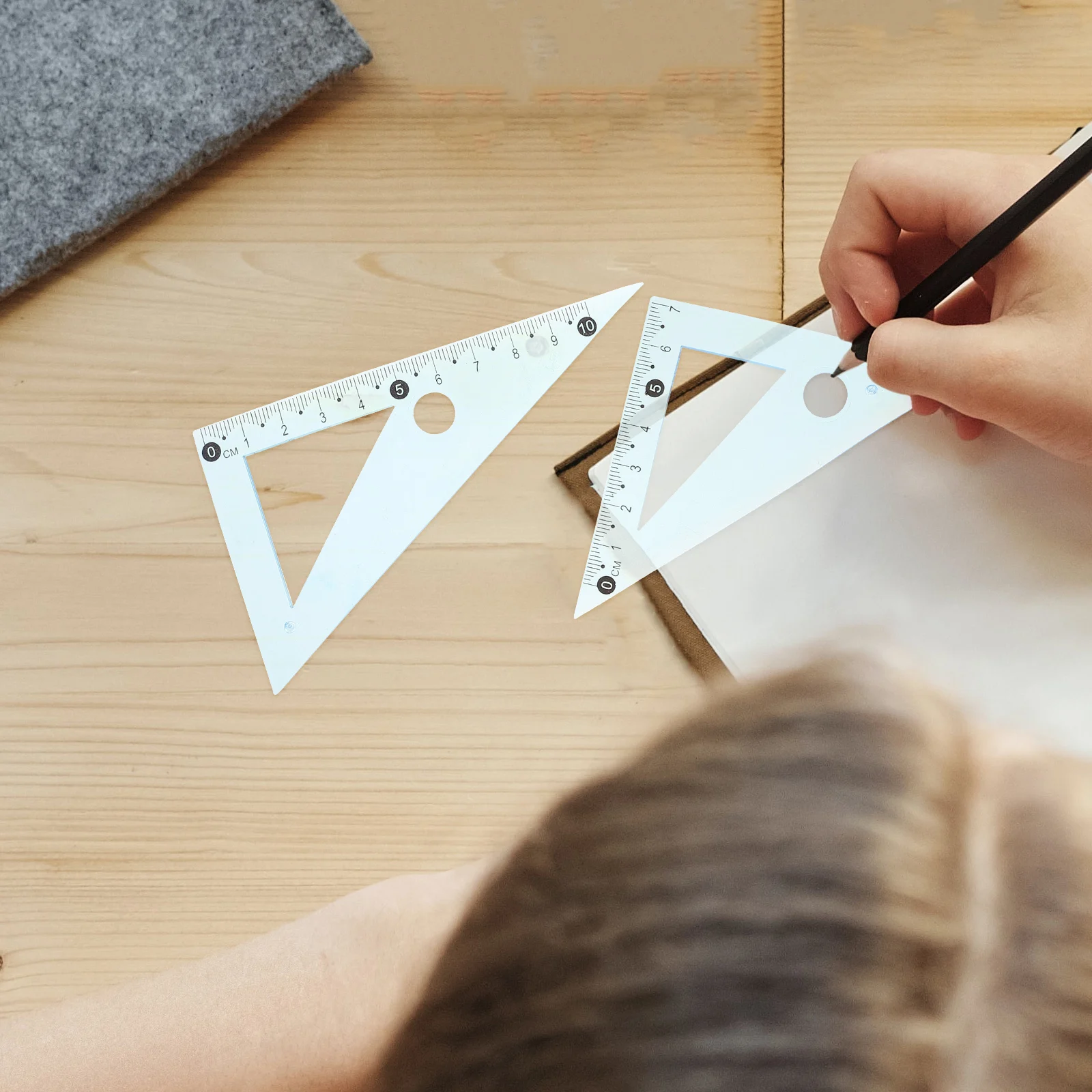 3 Sets 20cm Pink Large Size Drafting Ruler Protractor Geometry Set Multi-functional Rulers Measuring Tool Student Drawing Aid