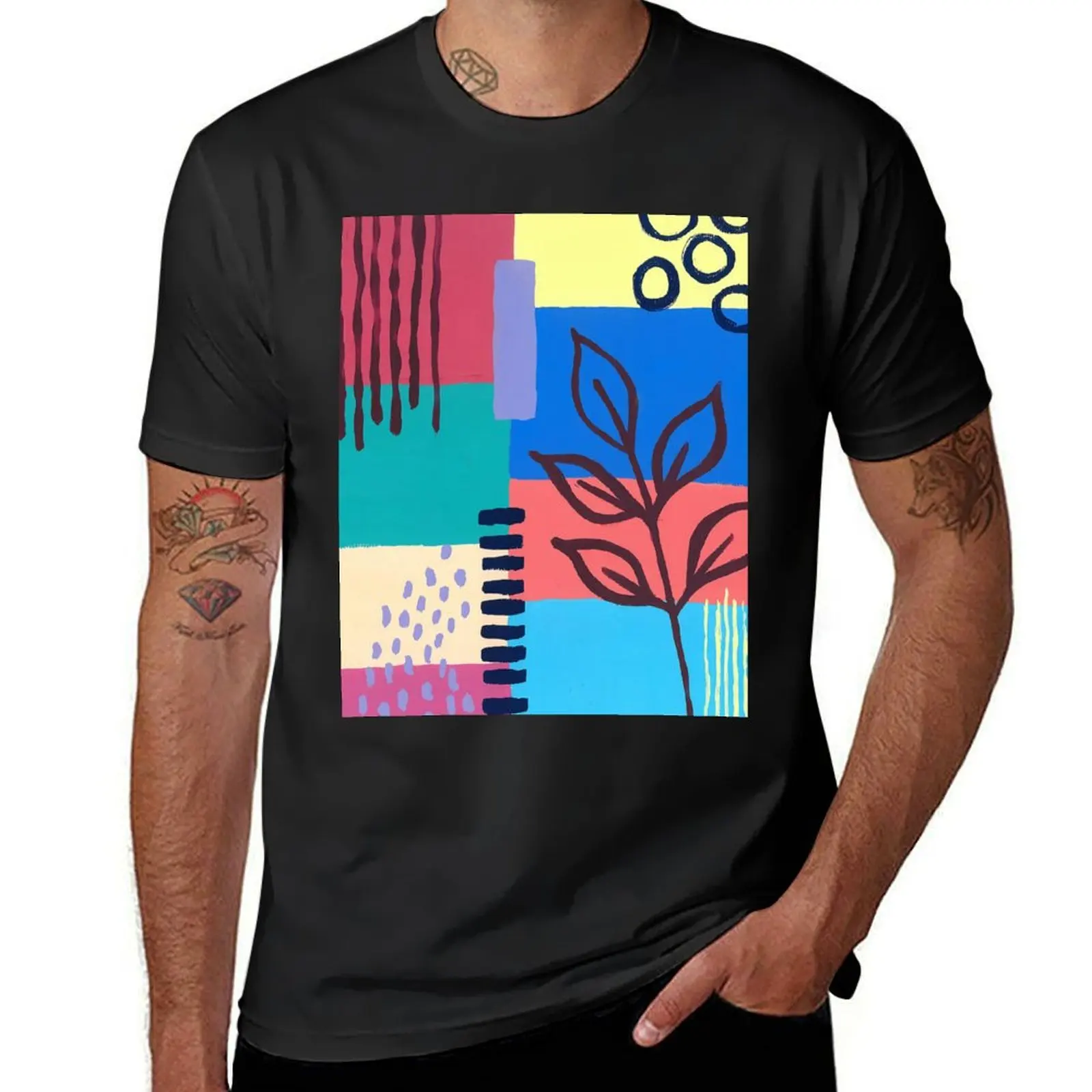 Colorful Squares with Shapes T-Shirt anime customs design your own slim fit t shirts for men