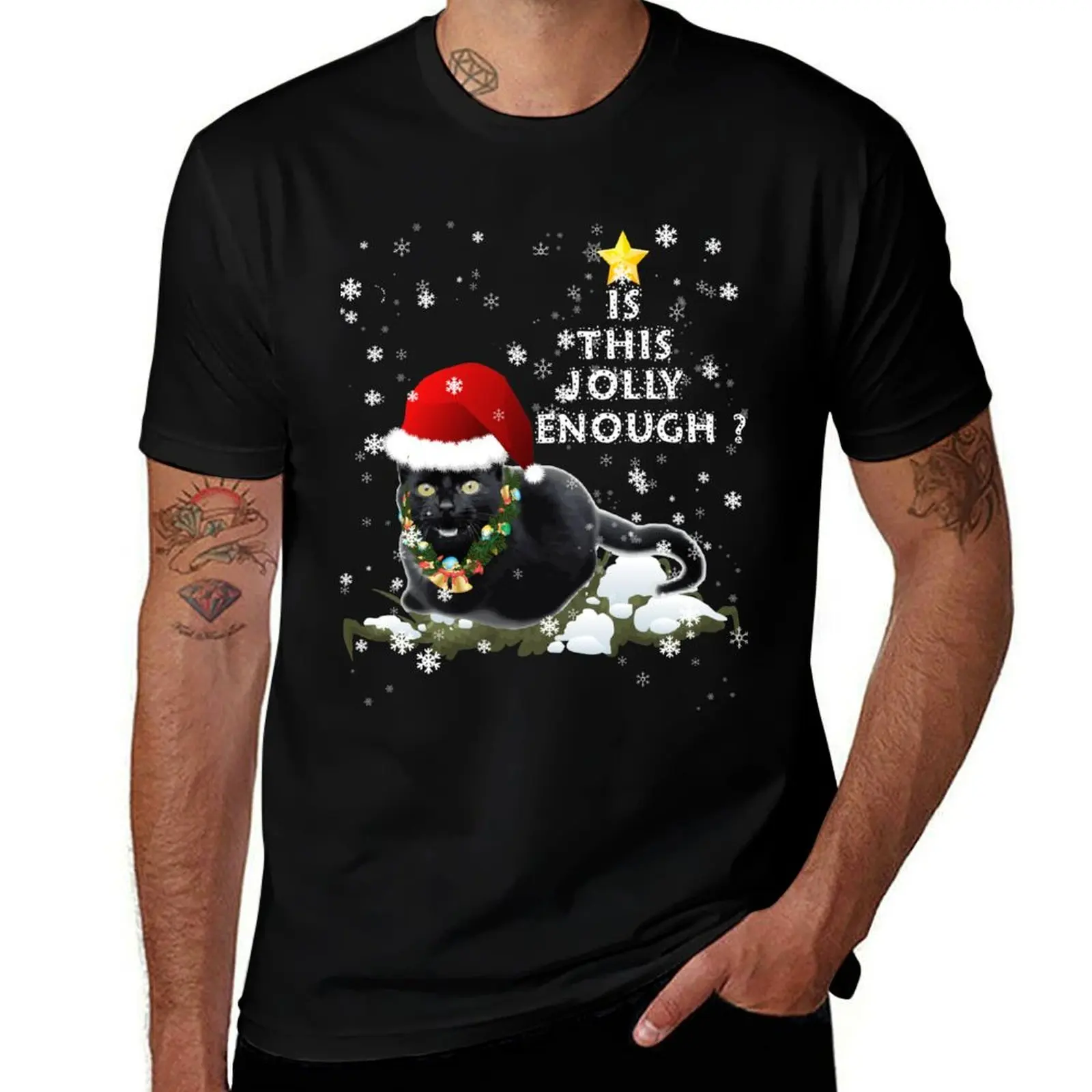 Is This Jolly Enough Funny Cat Santa Hat T-Shirt Quick Dry Travel T-Shirt