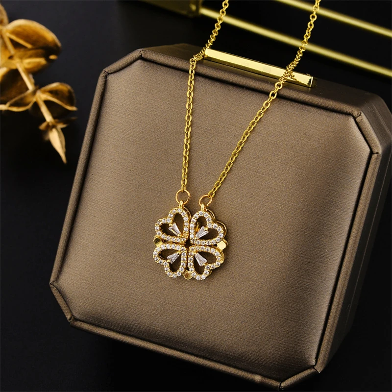Neue In Licht Luxus Zirkon Kristall Edelstahl Halsketten Für Frauen Koreanische Mode Süße Sexy Weibliche Schlüsselbein Kette Schmuck