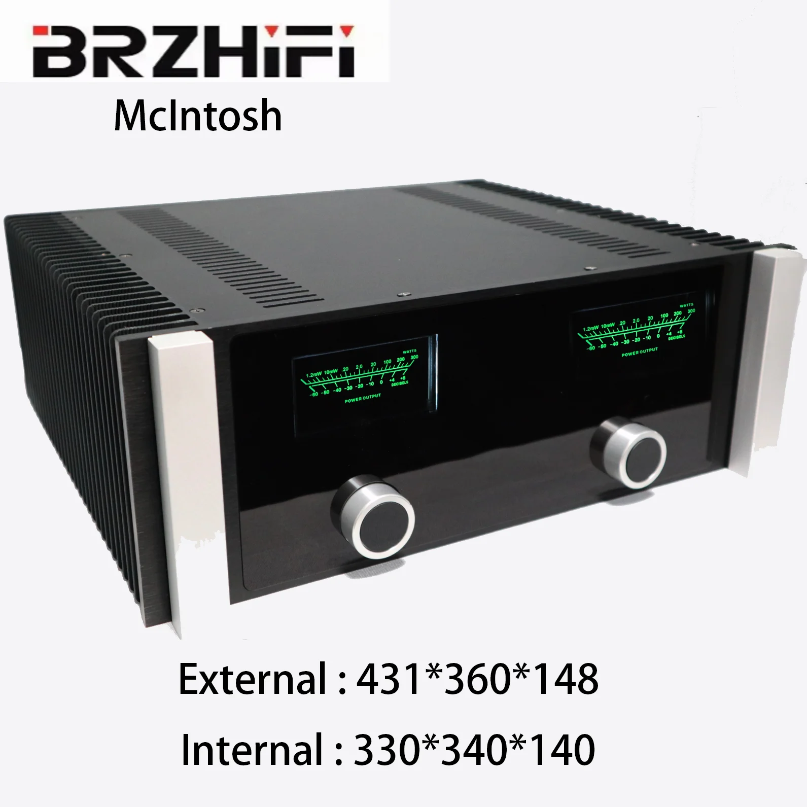 BRZHiFi Post Versterker Chassis Klassieke McIntosh Klasse A aluminium Home Audio eindversterker Printplaat Behuizing met meter