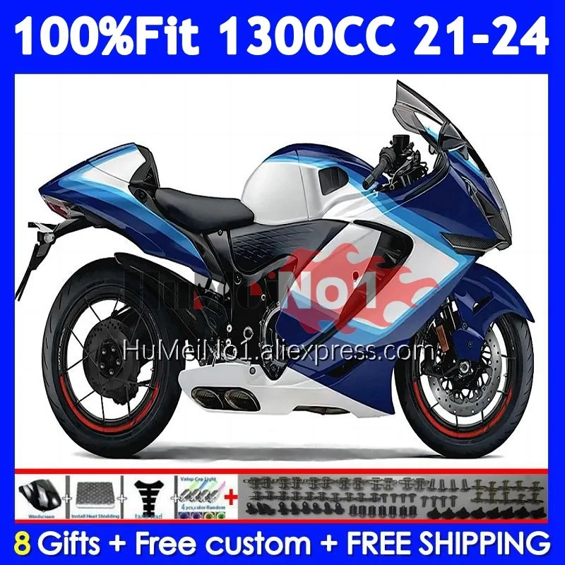 Injection Body For SUZUKI GSXR1300 Hayabusa WHITE BLUE GSXR 1300 CC 21 22 23 24 129No.58 GSXR-1300 2021 2022 2023 2024 Fairing