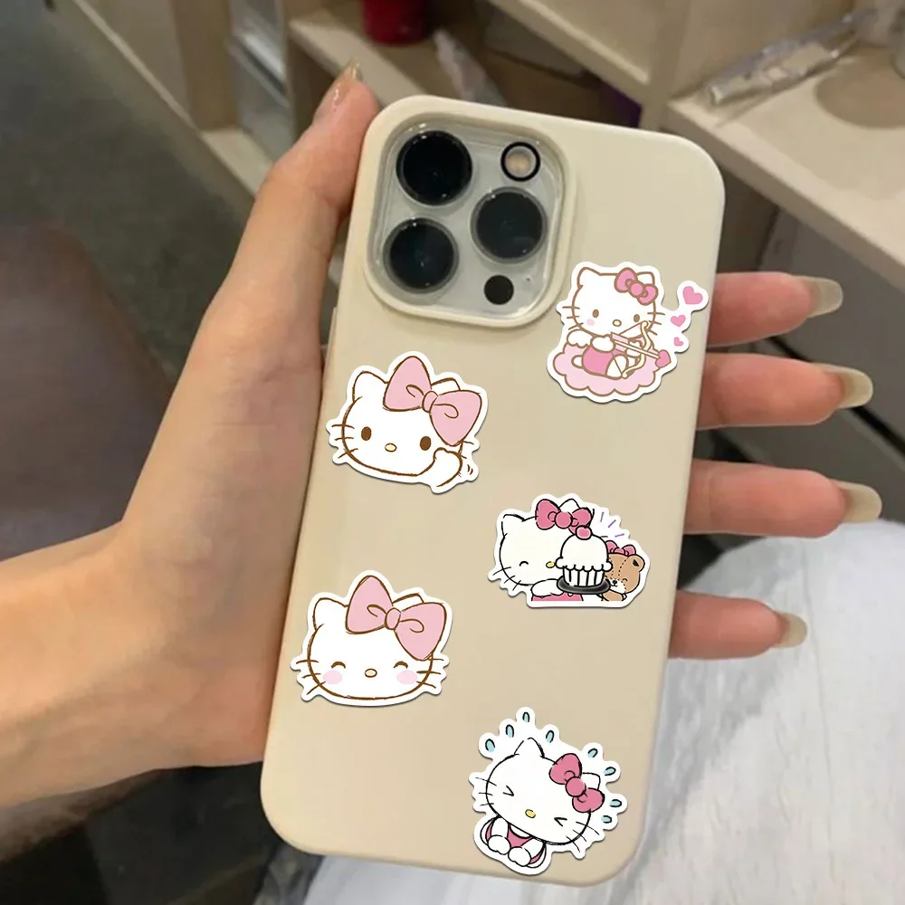 50 pçs kawaii olá kitty adesivos estilo rosa dos desenhos animados graffiti sanrio meme adesivo portátil telefone guitarra carro bicicleta decalques brinquedo