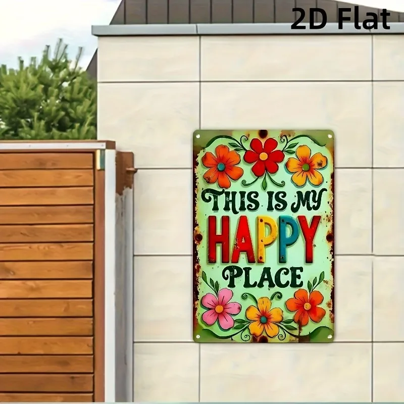 Vintage This Is My Happy Place Tin Metal Signs Home Décor Wall Art 8x12
