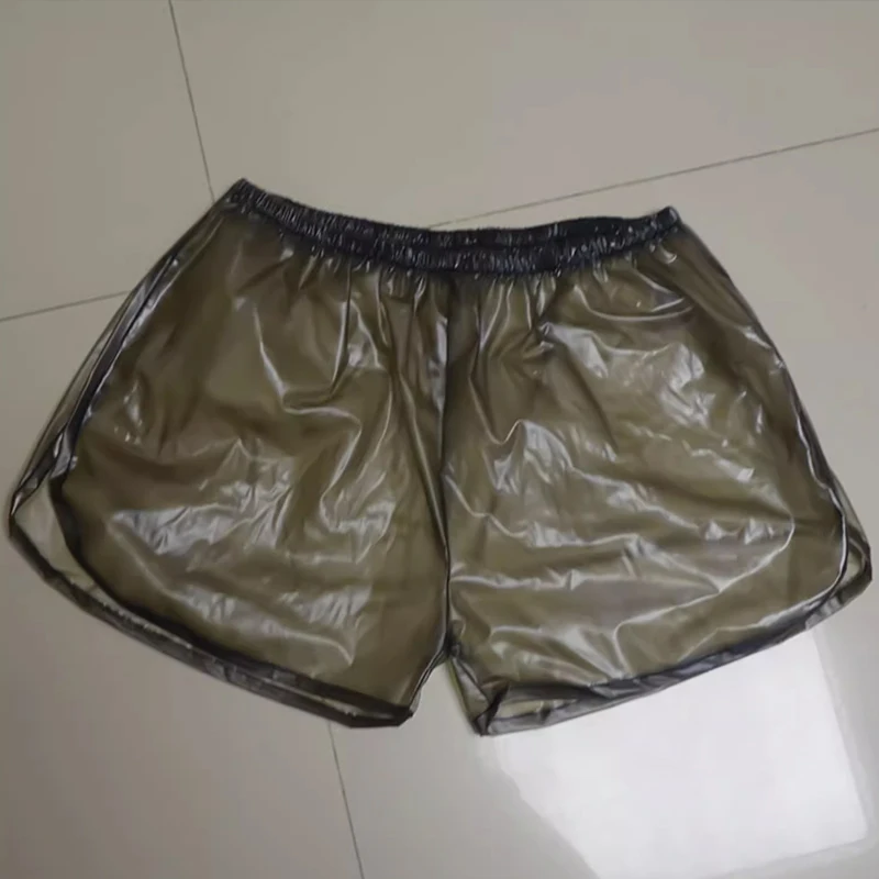Sexy Couple Transparent PVC Boxer Shorts Wrapped Edges Rounded Soft Smooth Silent ABDL Plastic Pants Leak proof Diaper Panties