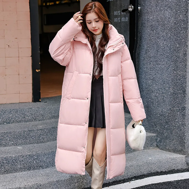 Women Parkas Coats Hooded Jackets Solid Zipper Pocket Longline Long Sleeves Wide Waist Loose Fit Thick Casual 2025 Autumn Winter