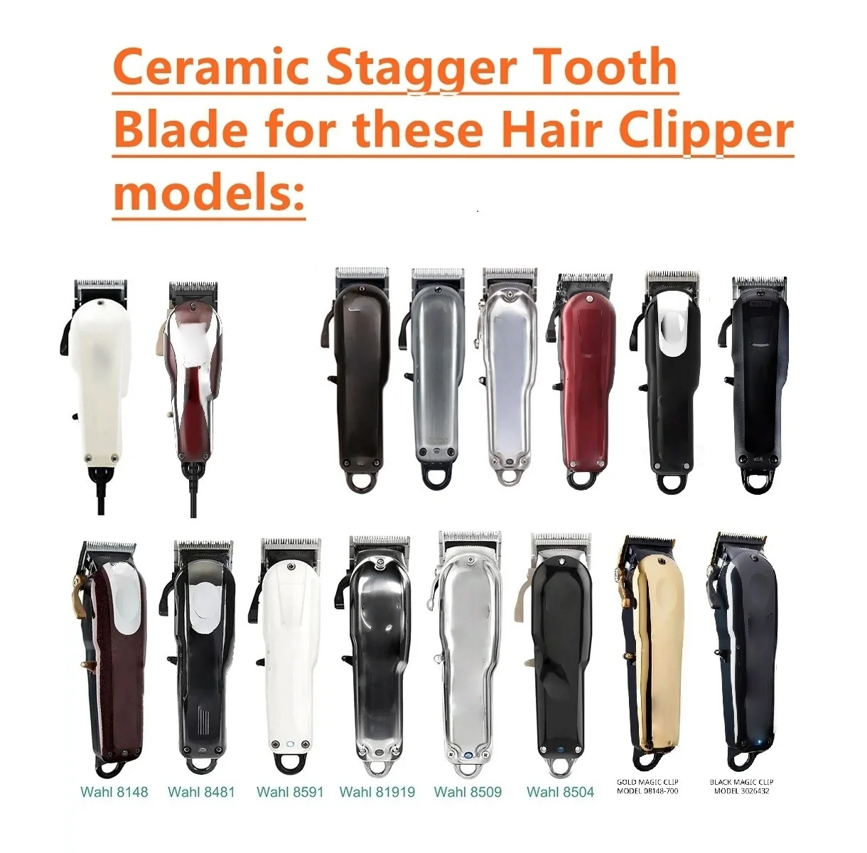 Replacement Ceramic Clipper Blades For Wahl Super Taper ,Icon, Pro Basic,Taper 2000,5 Star Senior,Magic Clip 8148/8504/8591/1919
