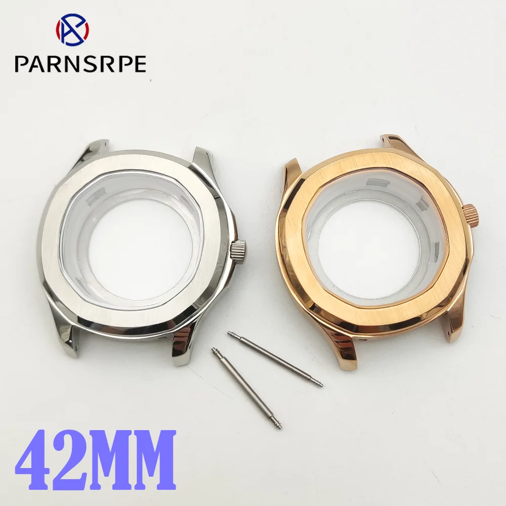 42 mm rose gold men's watch case, NH35 case, stainless steel, watch fittings, fitted with Japanese NH35 movement