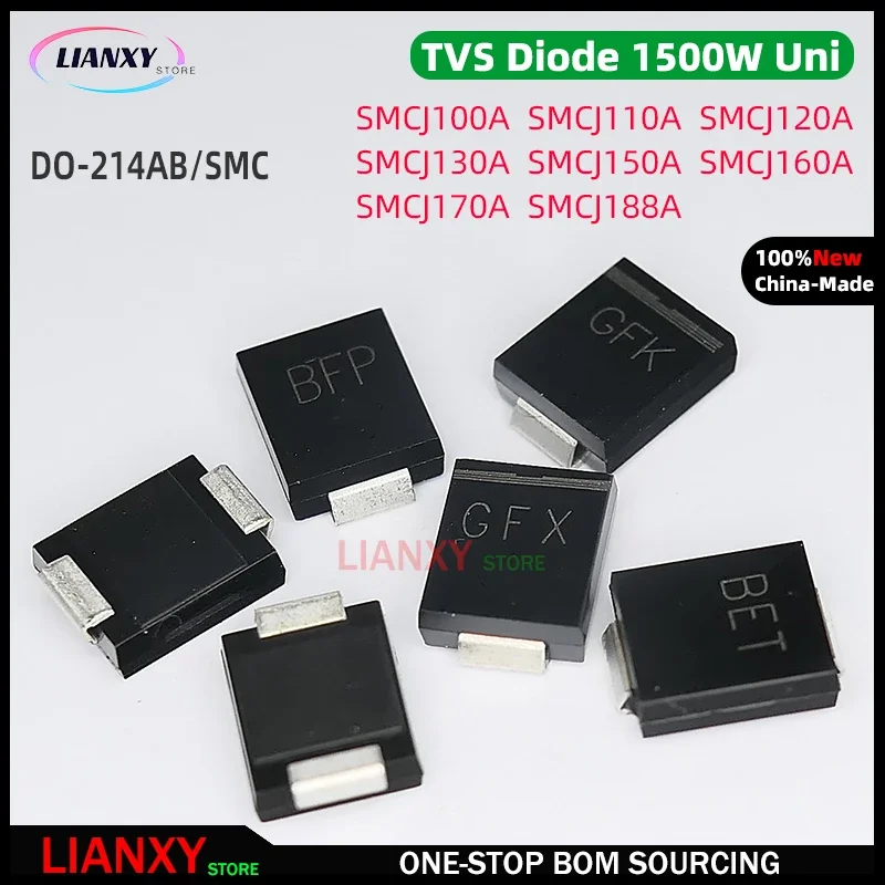 10pcs DO-214AB SMCJ100A SMCJ110A SMCJ120A SMCJ130A SMCJ150A SMCJ160A SMCJ170A SMCJ188A SMCJ kit SMC UNI TVS Diode New