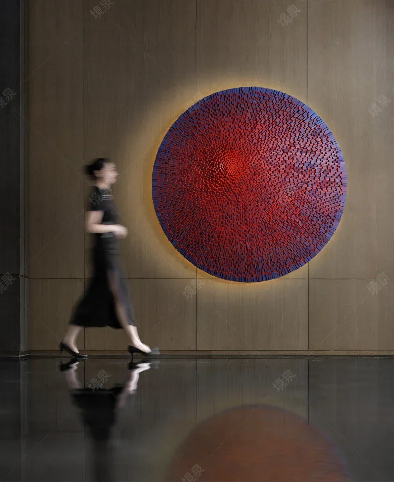 A Gradual change abstract art porch decorative painting can shine high sense circular hanging painting manual three-dimensional